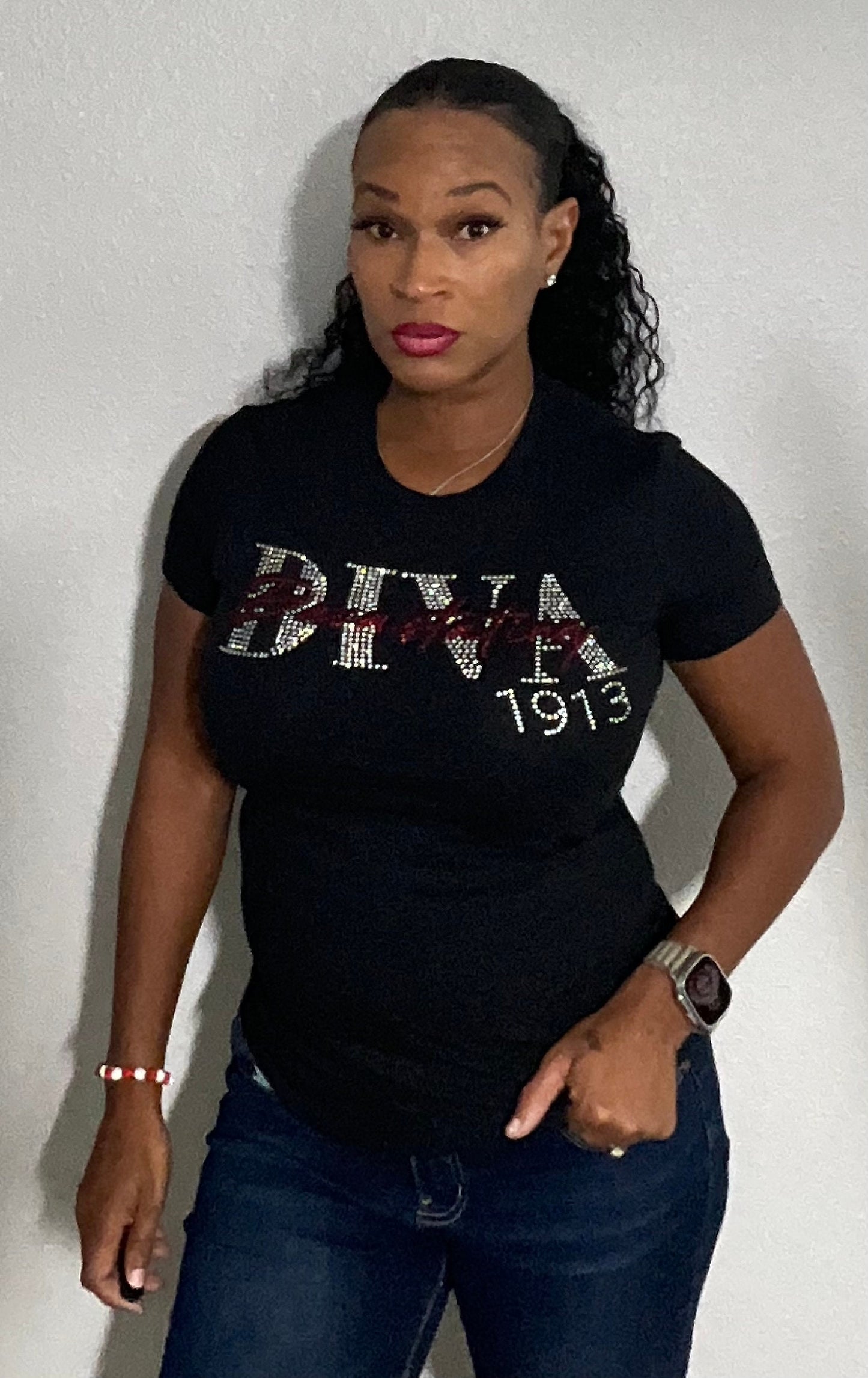 Devastating Diva-Rhinestone T-shirt Check Size Chart Please