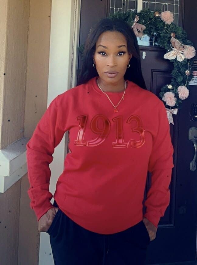 Metallic Color Block YEAR Puff Sweatshirt (unisex)